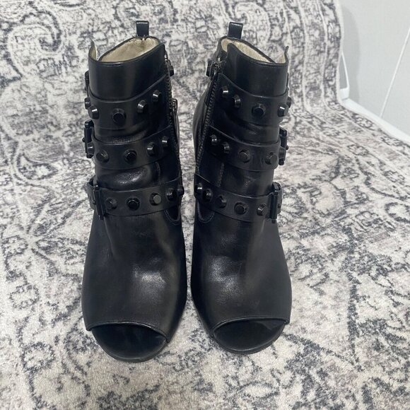 Michael Kors Bryn Open-Toe Studded Ankle Bootie In Black Size 8 - Picture 3 of 9